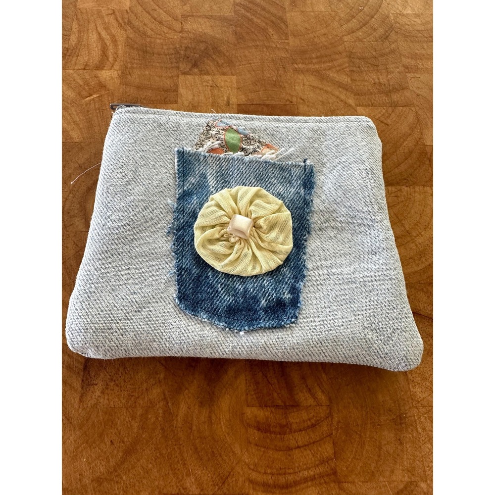 Handmade Upcycled Denim Coin Purse: Repurposed Jeans Pouch